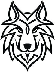 Head Of Wolf Tribal Tattoo