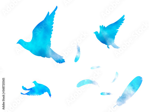 水彩 青い鳥が羽ばたくイラスト Stock Vector Adobe Stock