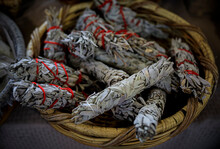 Traditional Native American Indian Ritual White Sage Smudge Sticks For Sale At A Powwow, San Francisco