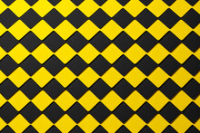3D Illustration Black And Yellow Checkered Geometric Pattern Of Pyramids. Unusual Chessboard. Decorative Print, Pattern. Square Volumetric Print