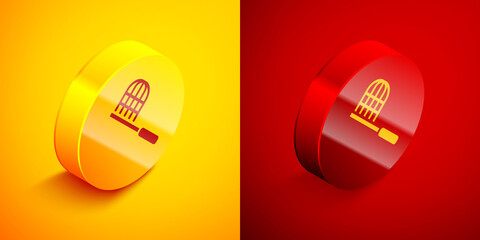 Poster - Isometric Butterfly net icon isolated on orange and red background. Circle button. Vector.