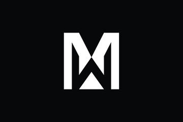 Wall Mural - Minimal Innovative Initial WM logo and MW logo. Letter WM MW creative elegant Monogram. Premium Business logo icon. White color on black background