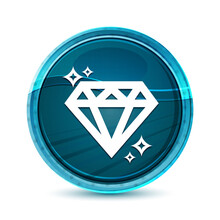 Diamond Icon Elegant Glass Blue Round Button Vector Design Illustration