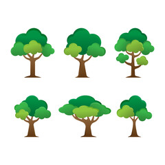 Wall Mural - Set of Tree vector design illustration. Nature Tree vector in flat design style for decorative background graphic element. Simple Tree icon, logo, sign and symbol vector illustration.