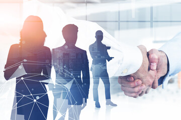 Poster - Handshake in office, team and network
