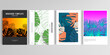 Realistic vector layouts of cover mockup design templates for A4 brochure, cover design, flyer, book, poster. Tropical palm leaves, shadow of tropical jungle leaves. Floral pattern backgrounds.