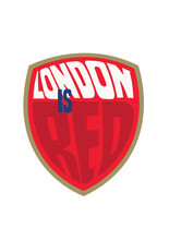 London Is Red Comic Typography Style Graphic In A Shield For Product Mock Up