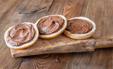 Canvas Print - Slices of bread with chocolate paste