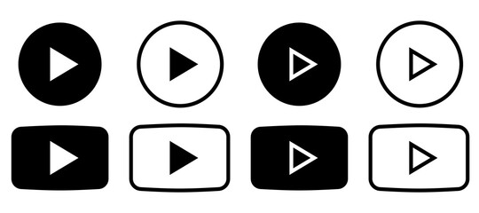 Poster - Play video icon, black buttons sign vector isolated on white background . Vector illustration EPS10.
