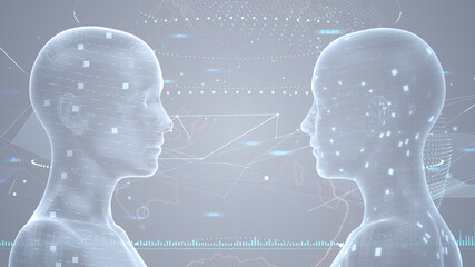 AI artificial intelligence digital network computer technology 3D illustration background.