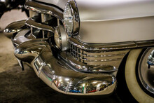 Beautiful Silver Retro Car Close Up