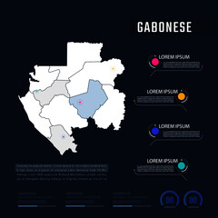 Naklejka na meble Gabonese country map infographics vector with pointer marks and circle chart.  Editable Infographics template. Vector illustration