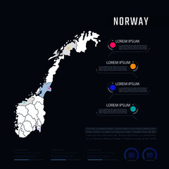 Wall Mural - Norway country map infographics vector with pointer marks and circle chart.  Editable Infographics template. Vector illustration