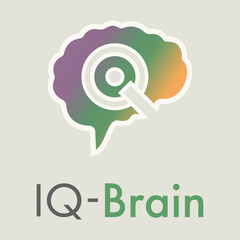 Wall Mural - Abstract IQ brain or mind logo template. Isolated sign smart brain. Colorful creative symbol of the intelligence quotient. Icon design concept clever sense. Identity for business. Vector illustration