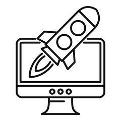Poster - rocket startup innovation icon. outline rocket startup innovation vector icon for web design isolate