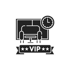 Wall Mural - Vip lounge glyph black icon. Waiting room at the airport. Luxury service element. Sign for web page, mobile app, button, logo. Vector isolated button.