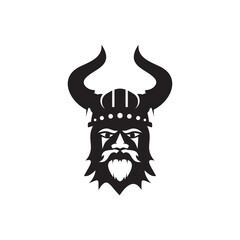 Viking head helmet vector logo design