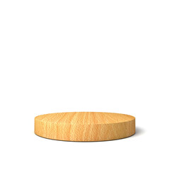 Poster - Blank wood pedestal isolated on white background with shadow 3D rendering