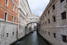 
Bridge Of Sighs In Venice With Gondola In The Distance