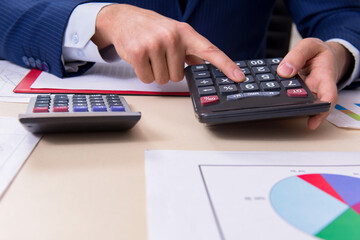 Young male financial manager in the office