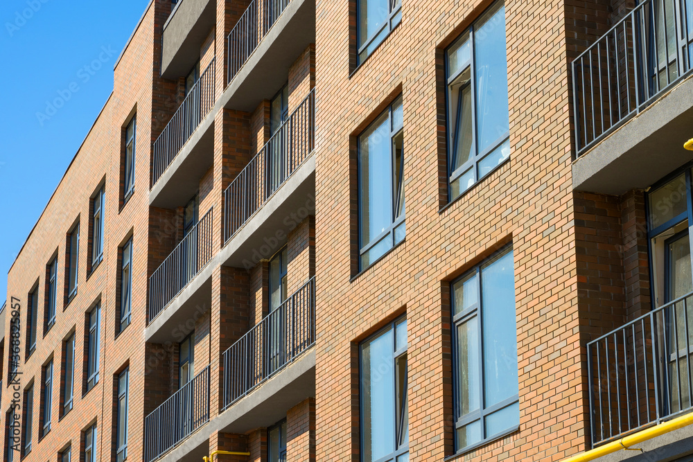 New Scandinavian style apartment building under construction. Stock ...