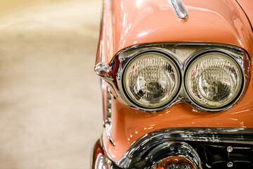 Poster - beautiful retro car of pink color.
