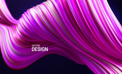 Poster - Colorful pink and purple striped wave