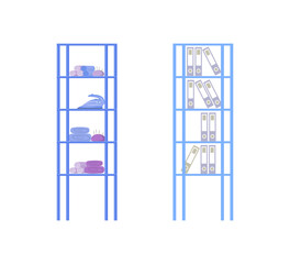 Fototapete - Designer studio shelves flat color vector object set