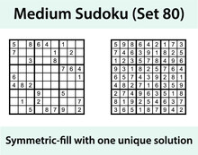 Vector Sudoku Puzzle With Solution - Medium Difficulty Level