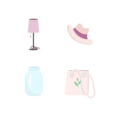 Poster - Reusable products flat color vector objects set