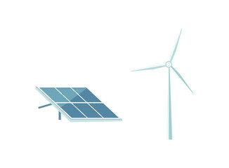 Fototapete - Renewable energy flat color vector objects set
