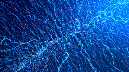 abstract blue background of lines and particles .abstract sea, ocean.