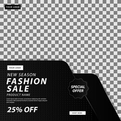 Wall Mural - Elegant dark fashion social media square banner sale template design easy to editable