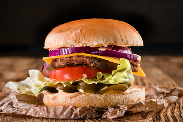 Canvas Print - grilled beef Burger