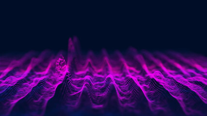 Fototapete - Musical abstract sound wave on blue background. Digital equalizer for music. Music background equalizer concept. Sound wave. Dynamic vibration wallpaper