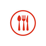 Fototapeta  - Restaurant Cutlery isolated in the circle button