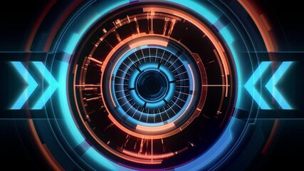 Poster - Round hud element for user interface technology background. Digital process visualizer for futuristic concept design. Seamless loop.