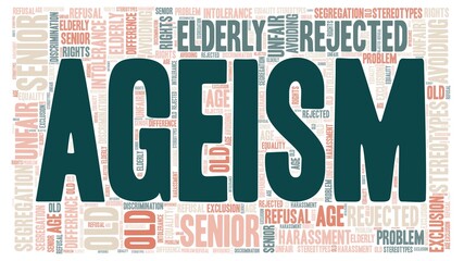 Ageism word cloud isolated on a white background