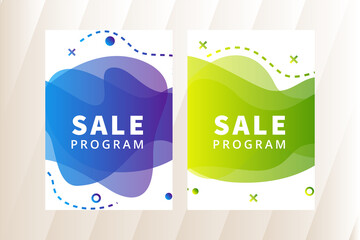 Poster - Vector Modern Fluid For Big Sale Banners Design. Discount Banner Promotion Template. Special offer  editable text. Vertical flyer layout with transparency blue and green gradient colors. 
