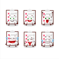 Poster - Cartoon character of clipboard with cross check with smile expression