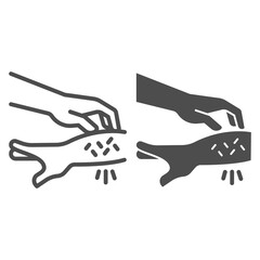 Poster - Allergic hand scabies line and solid icon, Allergy concept, Rash hand sign on white background, one hand scratches other because of allergies icon in outline style for mobile and web. Vector graphics.