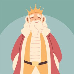 Sticker - king, fat man with crown and royal robes, monarch