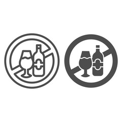 Poster - Allergy to alcohol line and solid icon, Allergy concept, prohibition of alcohol sign on white background, Beverage intolerance icon in outline style for mobile concept and web design. Vector graphics.
