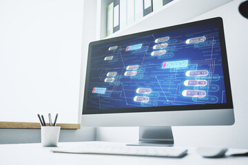 Poster - Abstract creative coding concept on modern laptop screen. 3D Rendering