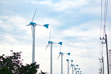 wind turbine against blue sky