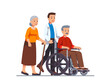 © iconicbestiary - Family doctor pushing wheelchair with sick old man