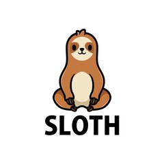 Wall Mural - cute sloth cartoon logo vector icon illustration