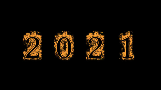 2021 fire text effect black background. animated text effect with high visual impact. letter and text effect. translation of the text is 2021