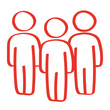 Handgezeichnete Menschengruppe in rot