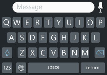 Poster - Keyboard of smartphone. Keypad for ui of mobile. Interface on digital touch screen of phone. Keys or buttons for text. Template for web, message, chat, app and sms. Modern icon of alphabet. Vector